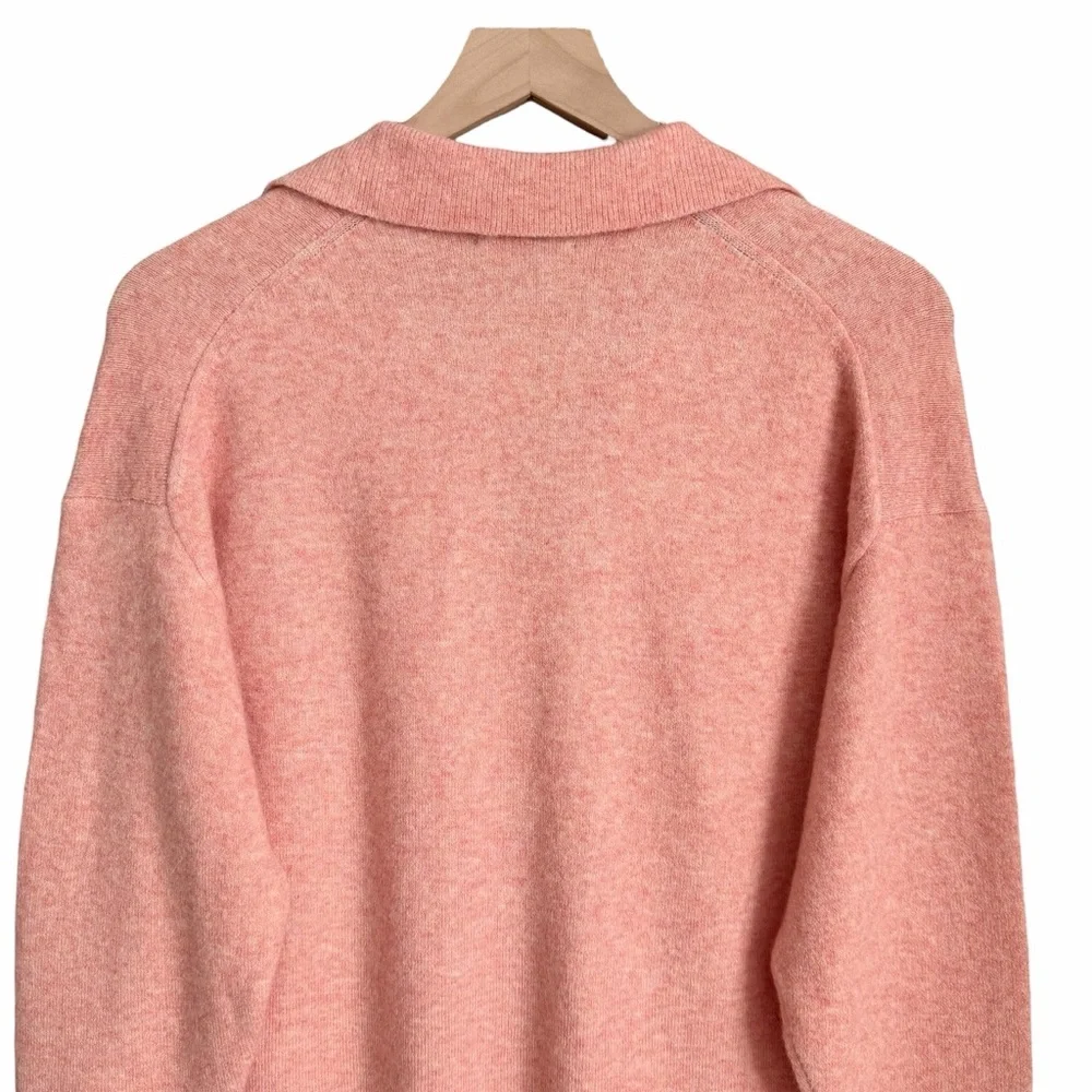 J. Crew Collared V-Neck Sweater in Supersoft Yarn Coral Pink Size Small NWT